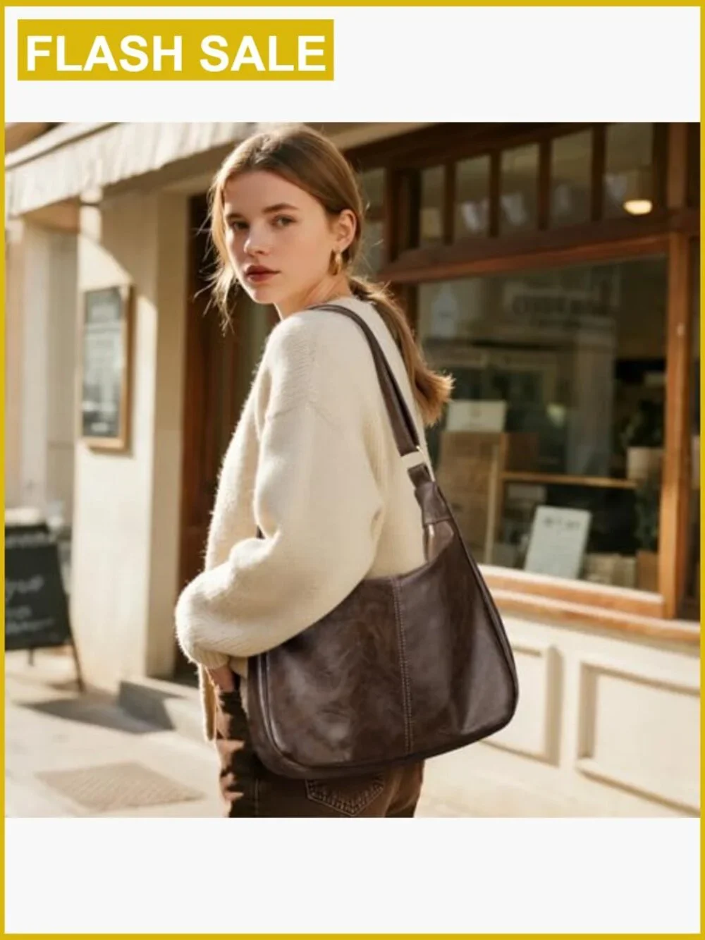 Vegan Leather Slouchy Hobo Bag Adjustable Strap Shoulder Crossbody Tote